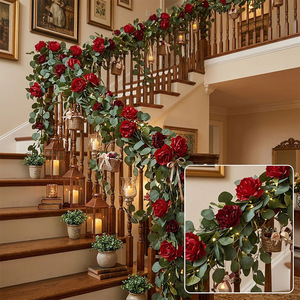 Guirlandes de roses artificielles Xi Ye, bouquet de fleurs en soie 100cm-200cm, décoratives pour la maison, pour recouvrir les tuyaux - Product Image 4