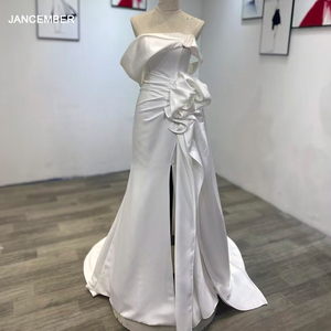 Robe de soirée blanche ivoire sur mesure, robe de bal, robes de mariée, robes de mariée Wm75 - Product Image 6