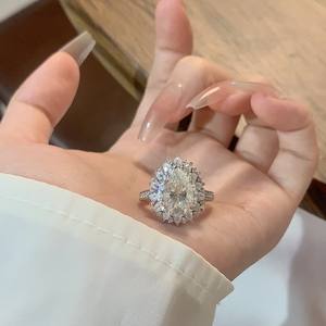 S925 argent 4 <span class=keywords><strong>carats</strong></span> 8*12 goutte d'eau poire forme Moissanite anneau accessible luxe transfrontalier européen américain Offre Spéciale - Product Image 4