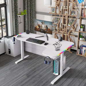 Escritorio de juegos de fibra de carbono grande y moderno en forma de <span class=keywords><strong>L</strong></span> para PC, escritorio de juegos <span class=keywords><strong>Mesa</strong></span> RGB blanco a la moda personalizado - Product Image 1