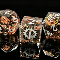 Ensemble de dés en résine à bords tranchants Steampunk Gear, 7 pièces, dés polyédriques pour D&D, jeu de table RPG