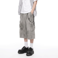 Shorts cargo vintage délavés et usés pour hommes, coupe large, streetwear, personnalisables OEM 2026