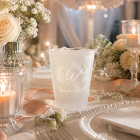 Gobelet en plastique transparent givré personnalisé avec logo, réutilisable pour mariage, banquet, vaisselle, décoration de fête, vente en gros, cadeau personnalisé pour la maison