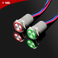 Sakelar Tombol Tekan LED RGB Tahan Air 20A IP67 Bahan Stainless Steel untuk Otomotif, Tombol Start Daya untuk Kontrol Mobil Truk
