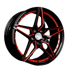 Wheels AC01 | Staggered 20 Inch Rims Set Of 4 Wheels - Gloss Black Red Inner Finish - Fits Most Sedans Coupes And SUVs -