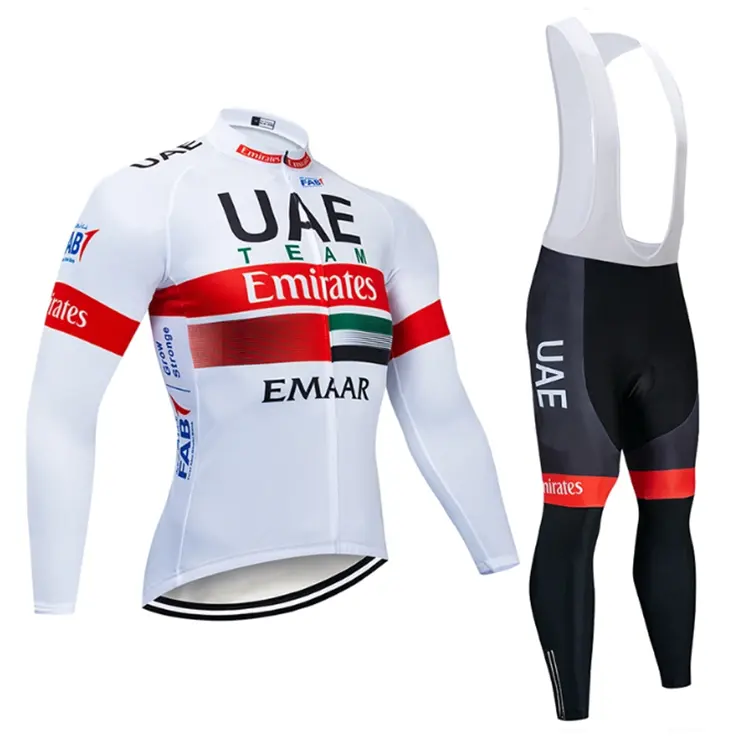 UAE-Conjunto de Jersey de ciclismo para hombre y mujer, chaqueta térmica de lana impermeable, pantalones, traje, ropa de ciclismo de montaña, Invierno