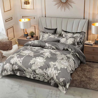 Ensemble de literie en tissu imprimé personnalisé, housse de couette en microfibre brossée avec fleurs et plantes