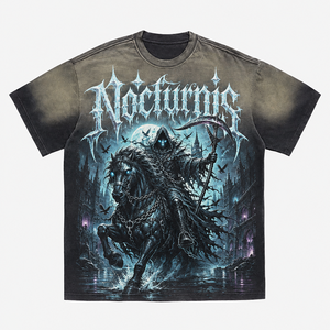 เสื้อยืดพิมพ์ลายดิจิทัลคุณภาพสูง ผ้าคอตตอนเนื้อหนา ระบายอากาศได้ดี ทรงหลวม สไตล์สตรีทแวร์ ไหล่ตก พิมพ์ลายดิจิทัล - Product Image 1