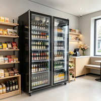 Réfrigérateur vertical commercial personnalisé pour supermarché avec porte vitrée, équipement de réfrigération, vitrine à vin, refroidisseur de boissons