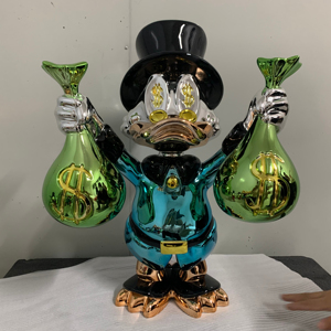 Popular Estatua Moderna de Resina Cromada en Oro de <span class=keywords><strong>Scrooge</strong></span> MCduck, Personaje de Dibujos Animados, para Sostener Bolsas de Dinero, Escultura Artística para Interiores - Product Image 1