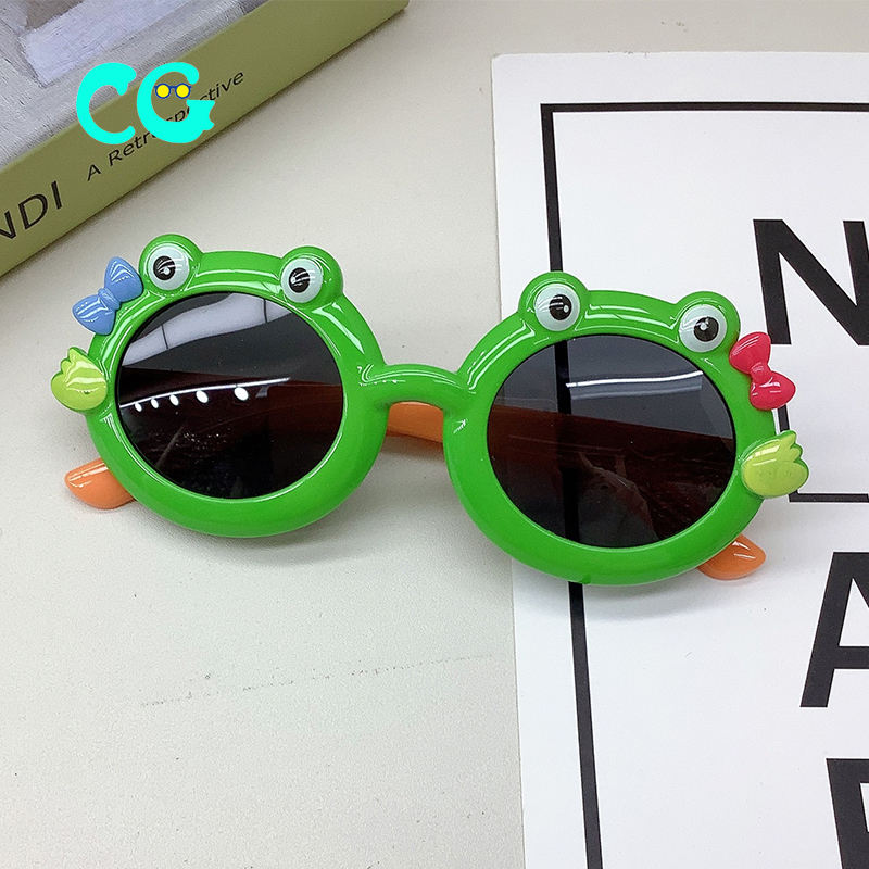 Sun Glasses Kids Flexible Sunglasses Frog Round Kids Sunglasses