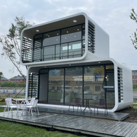 Maison conteneur de luxe de 40 pieds entièrement meublée à double étage, type Apple Cabin, facile à installer pour la vie familiale, le camping et l'utilisation hôtelière