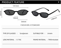 Nuevas Gafas de Sol Polarizadas con Marco Pequeño Retro Europeo Americano, Unisex, Modernas, Ovaladas, Duraderas, Cómodas, con Protección UV400