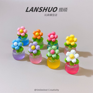 Lanshuo Mini Glow In Dark Flower Pot Diy Decor Plastic Resin Home <b>Car</b> <b>Ornament</b> - Product Image 2