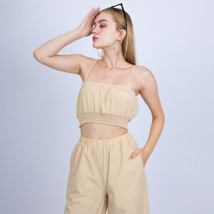 Conjunto de 2 Piezas para Mujer, Top Corto sin Mangas con Volantes y Pantalones Cortos, Cortavientos LD01, Ecológico, Transpirable, Certificado OEKO-TEX Flame - Product Image 1