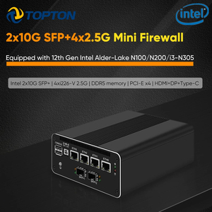 Topton 12th gen tường lửa thiết bị 2*10G SFP + i3-N305 N200 N100 4X i226-V 2.5g DDR5 NVMe mềm Router Mini PC proxmox esxi - Product Image 2