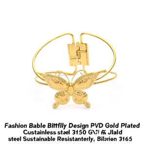Bracelet tendance en acier inoxydable 316L plaqué or PVD, design papillon, durable et résistant - Product Image 2