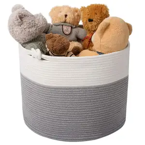 Большая плетеная круглая корзина KUYUE из хлопка, подарочная корзина для мальчиков и девочек, корзина для хранения игрушек для домашних животных, складные коробки и корзины