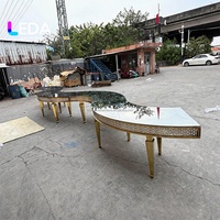 Table de banquet de mariage de luxe LEDA, blanche, durable, en acier inoxydable, avec plateau miroir, en forme de S, pour événements, salles de réception et décoration