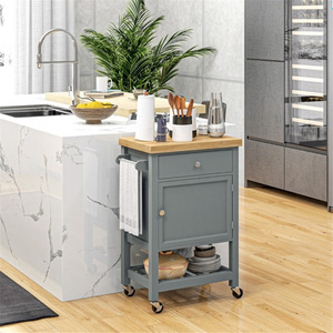 Diseño moderno del Gabinete de almacenamiento del panel de madera del carro de la isla de la cocina de DB - Product Image 6