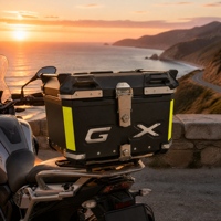 Boîte à bagages pour moto en alliage d'aluminium incrusté 45L, vente en gros directe d'usine, bagages étanches pour le rangement et les voyages en moto