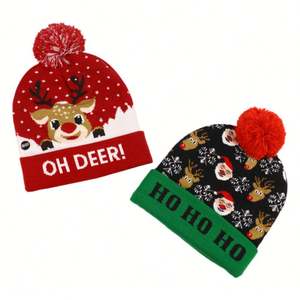 Gorros Navideños 2025 con Luz LED, Gorro de Santa Claus y Reno, Gorro Tejido Luminoso, Regalo para Niños y Adultos - Product Image 3
