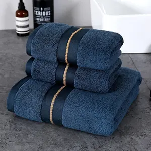 Conjunto de toalha de banho em 100% algodão, roupa de banho personalizada jacquard cetim com 5 estrelas