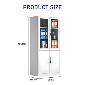 Metal File <b>Cabinet</b> with Lock Large Capacity Adjustable Shelves Furniture and Glass Door Elegant Design for School Home Office - Product Image 3