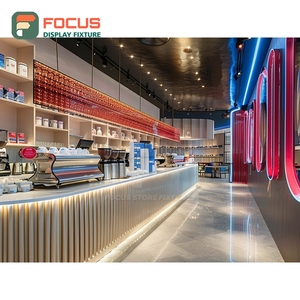 Durable Coffee Display Cabinet Laminate Wood Finish Coffee Bean Display Area Commercial Cafe Cabinet - Product Image 4