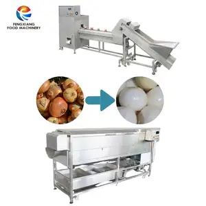 Onion snack food processing machine onion head and tail cutting machine onion peeling washing washer for vegetable plants