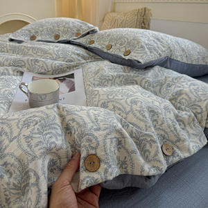 ชุดผ้าปู<span class=keywords><strong>ที</strong></span>่นอนลายดอกไม้ 4 ชิ้น ผ้าฝ้าย 100% สไตล์ยุโรปและอเมริกา ใช้ได้ทุกฤดู 300 เส้นด้าย - Product Image 4