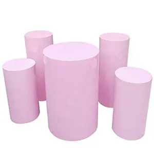 Su misura di Colore Rosa Acrilico Display Plinths Acrilico Rotondo di Nozze Zoccolo