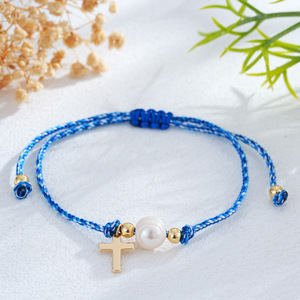 धार्मिक शैली की स्ट्रिंग कंगन थोक मोती और सोने के मोती विस्फोटक रंग जेसस क्रॉस और क्रॉस आकर्षण - Product Image 3