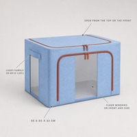Boîte de rangement pliable en tissu avec fenêtre transparente 50x40x33cm, organiseur de vêtements pour chambre, armoire, placard, dortoir, buanderie