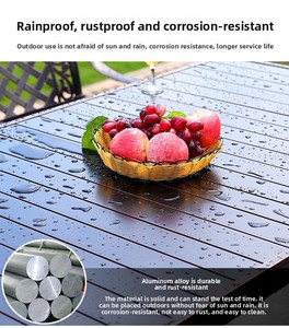 Ensemble table et chaises <span class=keywords><strong>de</strong></span> <span class=keywords><strong>jardin</strong></span> <span class=keywords><strong>en</strong></span> rotin tressé PE, résistant aux intempéries et imperméable, pour terrasse et cour - Product Image 6
