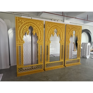 BJ250080-15 Sang Trọng Ấn Độ Cung Điện Phong Cách Acrylic <span class=keywords><strong>Backdrop</strong></span> Cưới Vàng In Ấn Vòm PVC <span class=keywords><strong>Backdrop</strong></span> Cho Đám Cưới Trang Trí Sân Khấu - Product Image 2