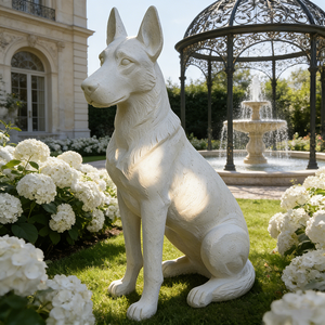 Estatua de <span class=keywords><strong>Pastor</strong></span> Alemán <span class=keywords><strong>Blanco</strong></span>, Escultura de Resina Pintada a Mano, Figura Coleccionable, Diseño de Guardián del Jardín Real Francés - Product Image 1