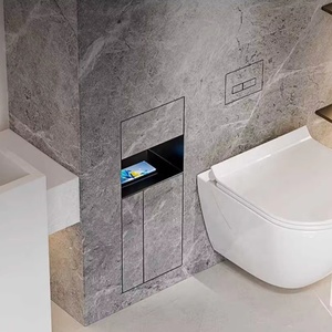 Poubelle de salle de bain encastrable pour hôtels, en acier inoxydable, avec niche dissimulée pour <span class=keywords><strong>papier</strong></span> <span class=keywords><strong>toilette</strong></span> et boîte à mouchoirs - Product Image 2