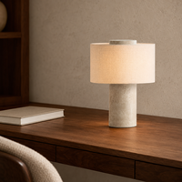 Lampe de table moderne de luxe en albâtre et laiton avec abat-jour en tissu |   Lampe de chevet LED à commande tactile pour chambre à coucher et salon