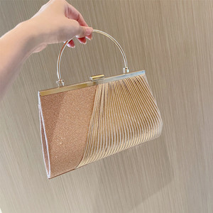 กระเป๋าคลัทช์ผู้หญิงแบบพับจีบหรูหราทันสมัย ประดับด้วยคริสตัล สำหรับงานปาร์ตี้ - Product Image 4