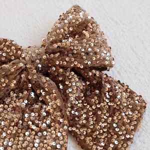 New Arrival Luxury Fabric Christmas Bow Sequins Flashing Sparkling Xmas <b>Tree</b> <b>Topper</b> Pendant High-End Holiday Decoration Props - Product Image 4
