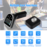 Vente directe d'usine Lecteur de codes-barres 2D BT FCC CE RoHS Stockage hors ligne Numérisation Lecteur de code QR sans fil avec écran LCD