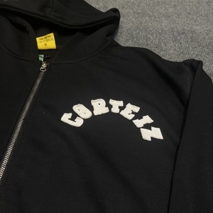 <span class=keywords><strong>Felpa</strong></span> <span class=keywords><strong>con</strong></span> Cappuccio Oversize Unisex <span class=keywords><strong>con</strong></span> Zip Grigio/Nero per Ricamo Lettering, Stile Casual Streetwear, Eco-Friendly, Antivento, Autunnale - Product Image 5