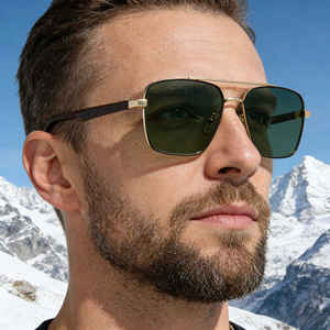 Lunettes de soleil polarisées Kingshine Square Frame pour hommes, verres TAC UV400, monture en métal noir et plastique, protection solaire extérieure - Product Image 1