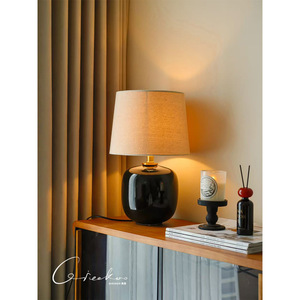 Italian Midnight Black Ceramic Table Lamp E27 LED Switch Control For Living Room Bedroom Bedside Decorative <b>Night</b> <b>Light</b> - Product Image 1