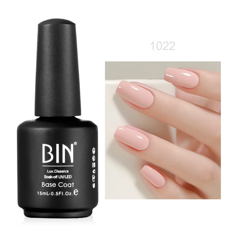 BIN 15ml 2 in 1 color gel rubber base Gel Nail Polish Nude Manicure Base&Top Coat Polish Pink Soak Off UV/Led Nail Gel