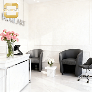 Set di Sedie per Clienti e Tecnici con Poltrona Lounge Grigia per Salone di Bellezza e Spa - Product Image 5