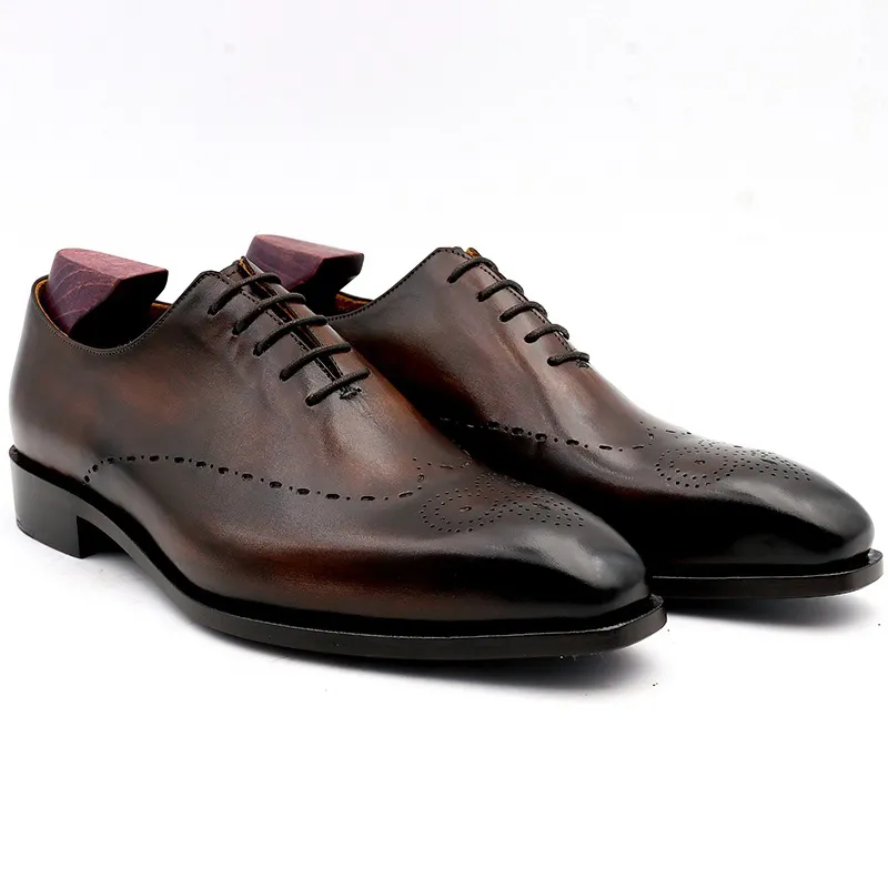 Yüksek kalite erkekler elbise ayakkabı Goodyear Welt iş ayakkabı lüks el yapımı hakiki deri resmi ayakkabı erkekler