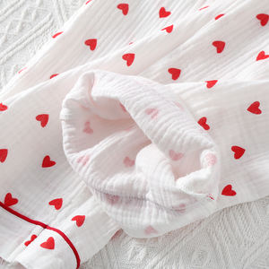 कस्टम मिठाई लक्जरी 100% कपास पजामा के घर में लड़कियों की पायजामा के घर को आरामदायक टर्न-डाउन कॉलर पजामा की महिला स्लीवेअर - Product Image 4