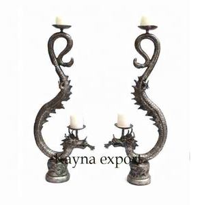 เชิงเทียนมังกรสไตล์โบราณแบบญี่ปุ่นมีเอกลักษณ์สำหรับตกแต่งบ้านสไตล์โลหะทำด้วยมือปรับขนาดสีได้สำหรับเทศกาลอีสเตอร์ - Product Image 1